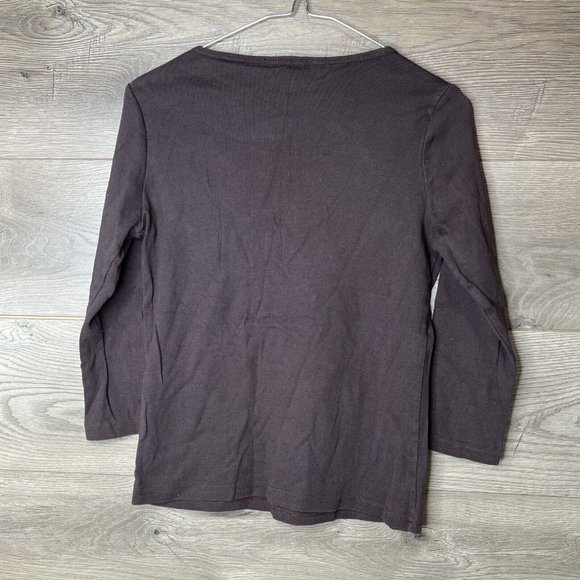 Dont Mess With Texas Top Womens L Youth Brown L Sleeve Blue Rhinestone Longhorn - Picture 7 of 8